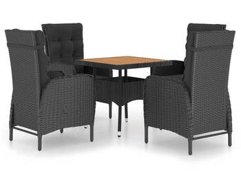 5-częściowy zestaw mebli ogrodowych rattan PE i akacja czarny WM-3058529