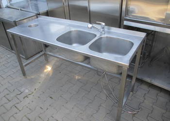 Zlew Gastronomiczny 2 Komorowy Z Otworem Na Odpady 170/60/85