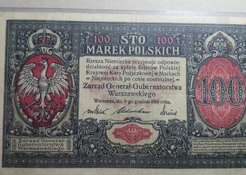 100 MAREK POLSKICH 1916 PIĘKNY !!!