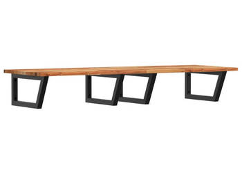 Półka ścienna pod umywalkę stal i lite drewno akacjowe WM-3302843