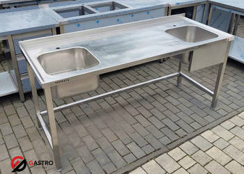 Zlew gastronomiczny 2 komorowy z ociekaczem 1800x700x850 mm