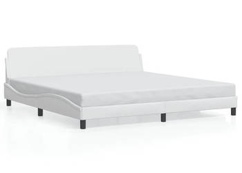 Rama łóżka z zagłówkiem biała sztuczna skóra 200x200 cm WM-373259