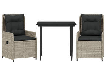 3-cz. zestaw mebli ogrodowych z poduszkami szary rattan PE WM-3262896