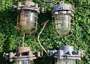 Zestaw 5 szt. lamp PRL Vintage industrialne loft Polam Gdańsk