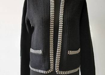 Sweter damski, czarny, biały, bolerko,kardigan rozmiar s