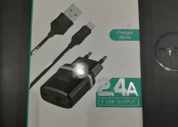 Ładowarka 2 portowa HOCO C12 + Kabel microUSB Czarny