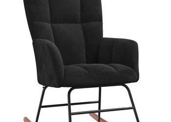 Fotel bujany czarny tapicerowany aksamitem WM-328145