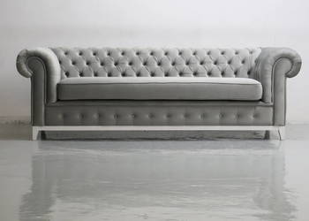 SYR NOWA SZARA 3 osobowa sofa Chesterfield MAX KANAPA old design wygodna