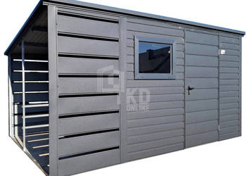 Schowek domek ogrodowy 2,5x2m + wiata 1m drzwi okno dach TKD367