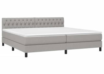 Łóżko kontynentalne z materacem jasnoszare tkanina 200x200cm WM-3133421