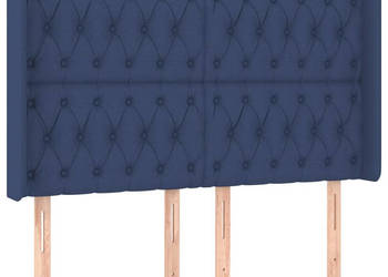 Zagłówek do łóżka z LED niebieski 147x16x118/128 cm tkanina WM-3124388