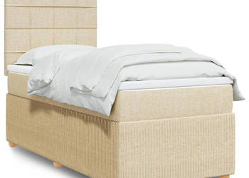 Łóżko kontynentalne z materacem kremowe tkanina 90x200 cm WM-3291944
