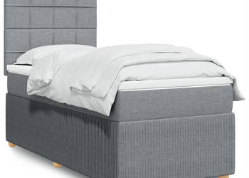 Łóżko kontynentalne z materacem jasnoszare tkanina 90x200 cm WM-3291939