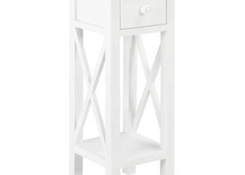 Stolik boczny biały 27x27x655 cm drewniany WM-280057