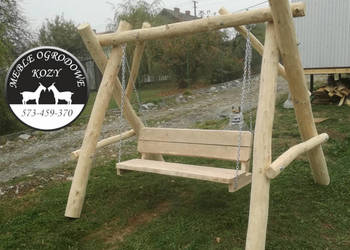 PROMOCJA!. Huśtawka ogrodowa drewniana / plac zabaw / stelaż Z GRUBYCH BALI