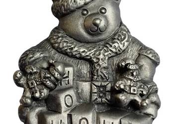 VINTAGE BROSZKA KOLCZYKI MIŚ TORINO XMASS TIME SATNA CLAUS CYNA JUBILERSKA
