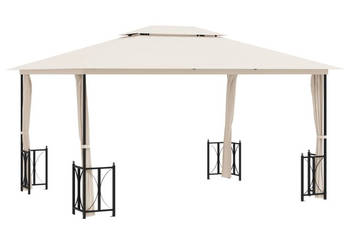 Altana z zasłonkami i dwuczęściowym dachem 3x4 m kremowa WM-318543