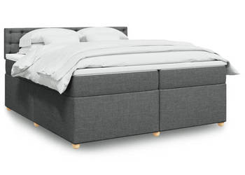 Łóżko kontynentalne z materacem ciemnoszara tkanina 200x200 cm WM-3286802