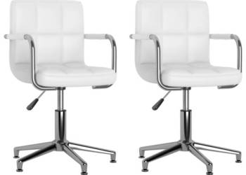 vidaXL Obrotowe krzesła stołowe, 2 szt., białe, sztuczna skóra(SKU:334759)
