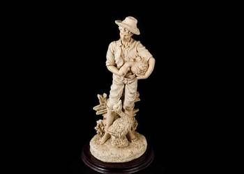 Figura Chłopca Z Gęsiami Włoski Alabaster