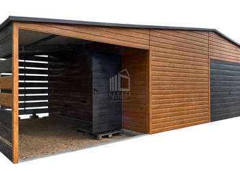 Garaż blaszany 10,5x6m wiata 4,5m 2x brama uchylna drzwi dach ID1041