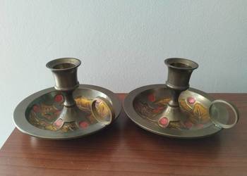 Świecznik indyjski, świeczniki kaganek mosiądz 2 szt