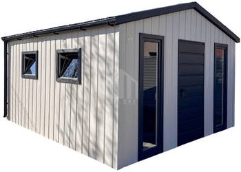 Domek ogrodowy 3x4 drzwi okno biały blachodachówka rynny dwuspadowy SO183