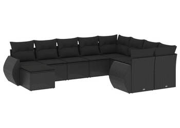 10-cz. zestaw wypoczynkowy do ogrodu poduszki czarny rattan PE WM-3221854