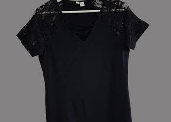 Damska bluzka czarna koronkowa z krótkim rękawem Bonprix 36/38 S/M