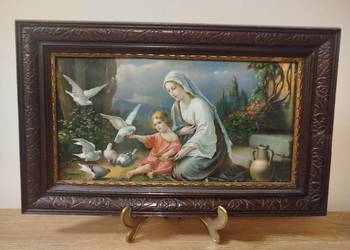 Rarytas Obraz Giovanni Madonna Jezus Antyk 1914