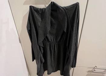 Komfortowy szary dłuższy sweterek z wiązaniem S/M