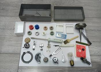 maszyna do szycia łucznik sam przybornik akcesoria stopki igły bębenki