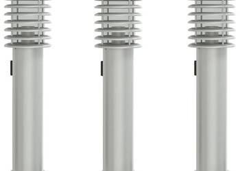 Lampy ogrodowe na słupku z gniazdkiem 3 szt. srebrne 60 cm WM-4006374