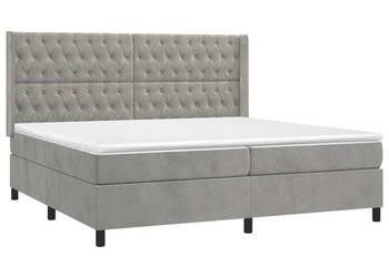 Łóżko kontynentalne z materacem i LED szare aksamit 200x200cm WM-3139763