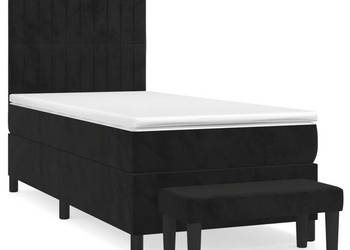 Łóżko kontynentalne z materacem czarne aksamit 80x200 cm WM-3137931