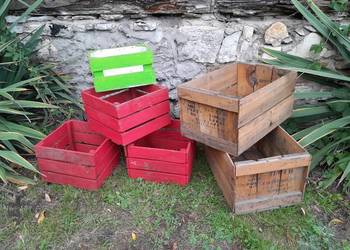 Stare i współczesne skrzynki drewniane zestaw 6 sztuk Stare i współczesne skrzynki drewniane zestaw 6 sztuk