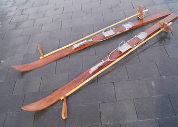 Stare narty bukowe - hikorowe 163 cm + kijki