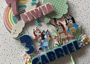 Bluey rodzeństwo topper dekoracja na tort