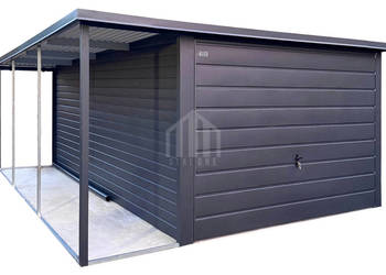 Garaż blaszany 3x6m wiata brama uchylna rynna dach spad w tył SO155