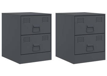 Szafki nocne 2 szt. antracytowe 345x39x44 cm stal WM-841624