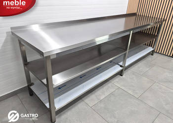 Stół przyścienny gastronomiczny z dwoma półkami spawany 2600x700x850 mm