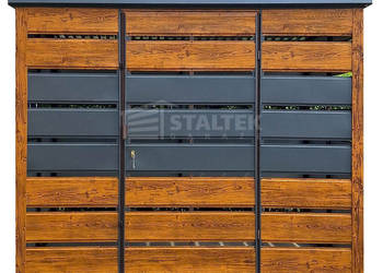 Wiata śmietnikowa 2,5x1,3 m antracyt + drewnopodobny - spad w tył ST188