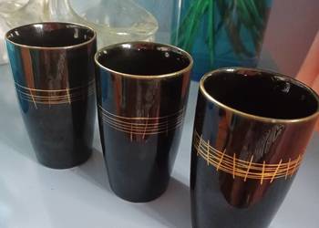 3 kubeczki stare z porcelitu z lat 60