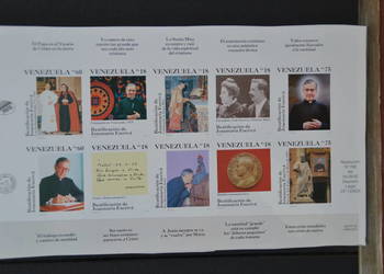 Znaczki. Papież Jan Paweł II Wenezuela VI ** Ks Chrostowski 176 CIĘTY