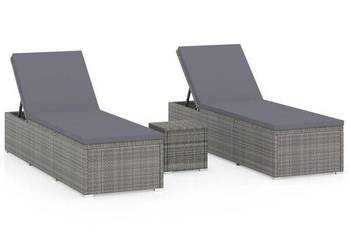 vidaXL 3-częściowy zestaw, leżaki ze stolikiem, polirattan(SKU:3057665)