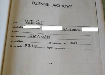 Dziennik Jachtowy s/y West 1972/73  UNIKAT PRL