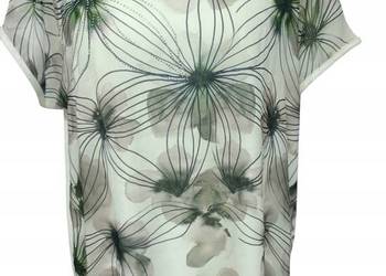 Piękna Bluzka damska dzianinowa z szyfonem cyrkonie rozm 42/44 biust 115cm