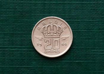 BELGIA - 20 centymów, 1954r. Napis po holendersku „BELGIË”