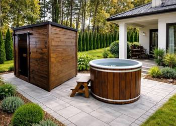 SAUNA OGRODOWA CUBE LUX 220 z Wanna do schładzania