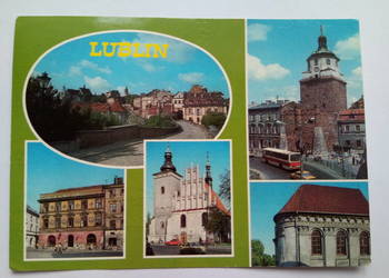 Pocztówka z Lublina z 1989r. + 2 znaczki